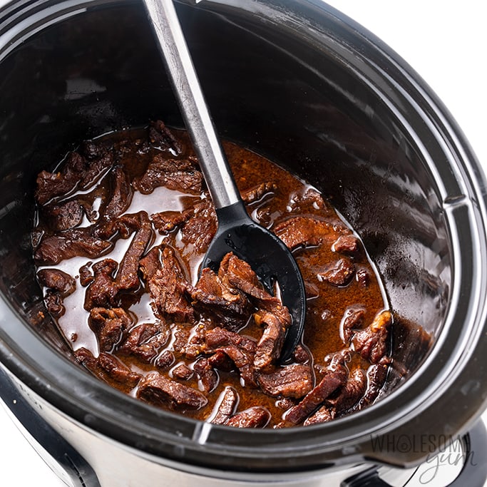 Crock Pot Mongolian beef in the slow cooker