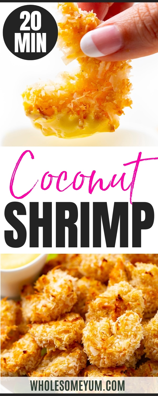 Coconut shrimp recipe pin.