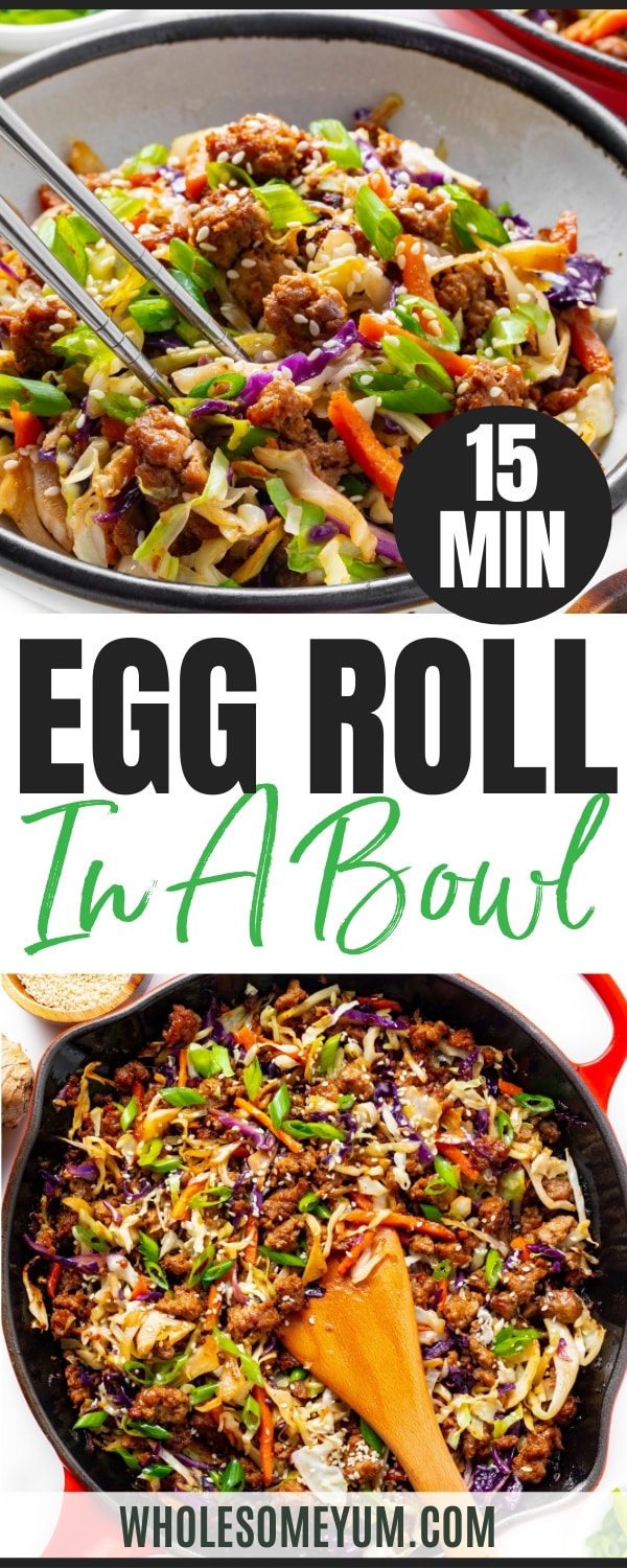 Egg roll in a bowl recipe pin.