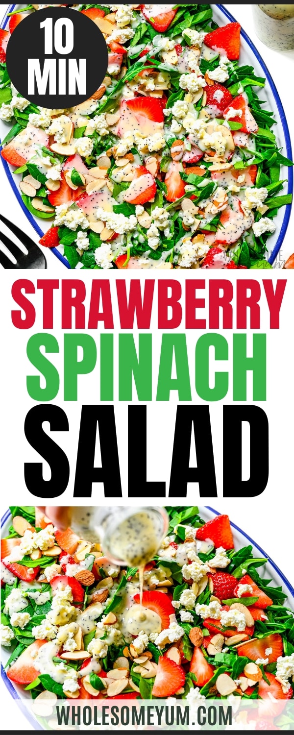 Strawberry spinach salad recipe pin.