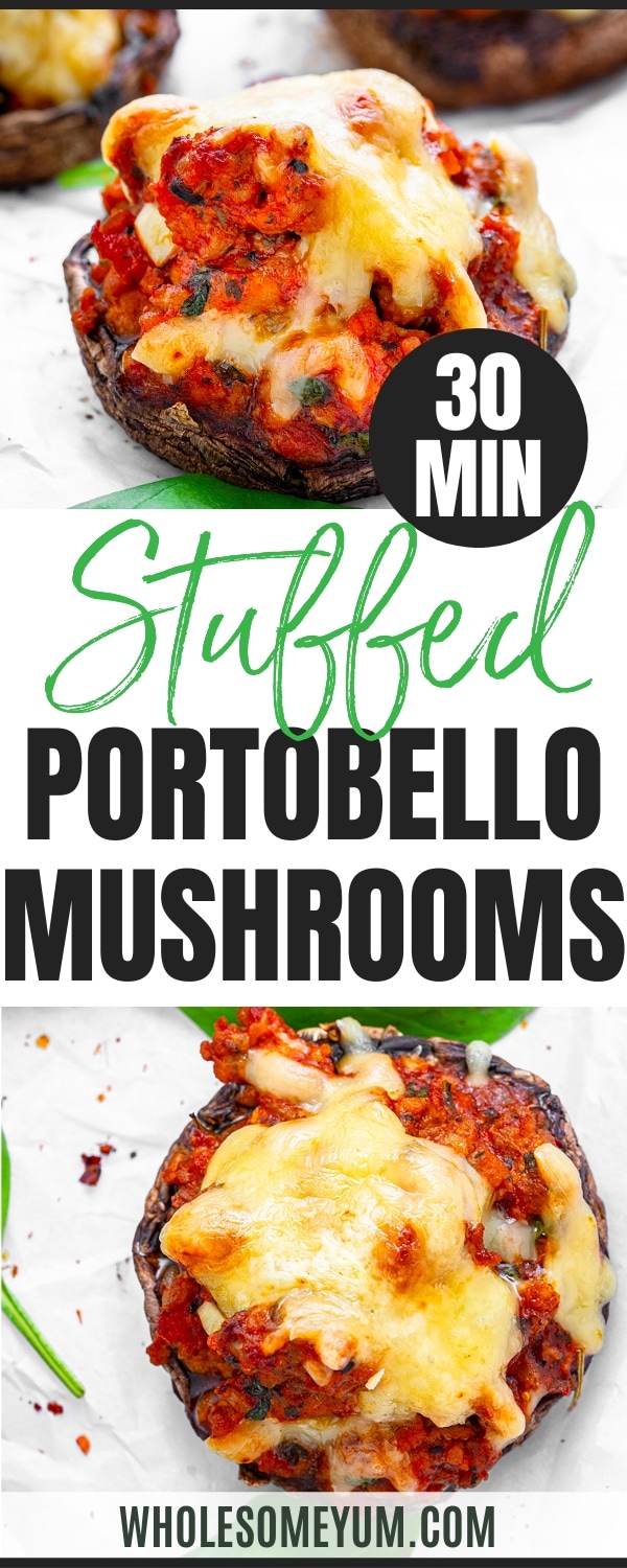 Stuffed portobello mushrooms recipe pin.