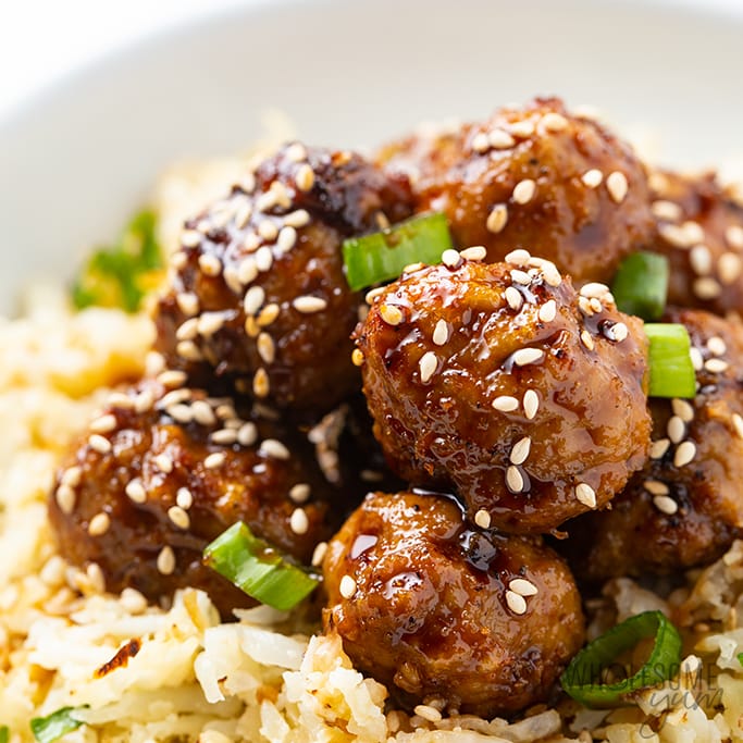 Keto Baked Asian Turkey Meatballs Recipe | Wholesome Yum