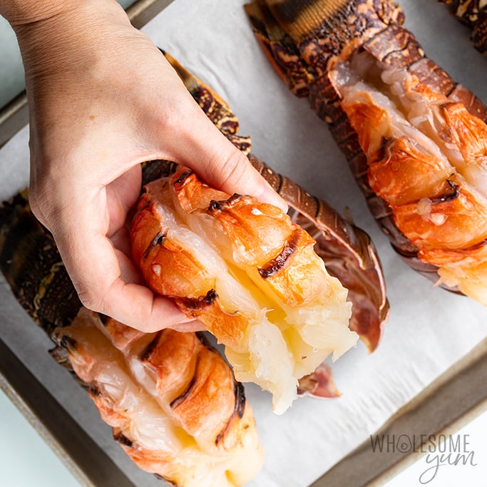 How to butterfly lobster tail - placing the meat on top