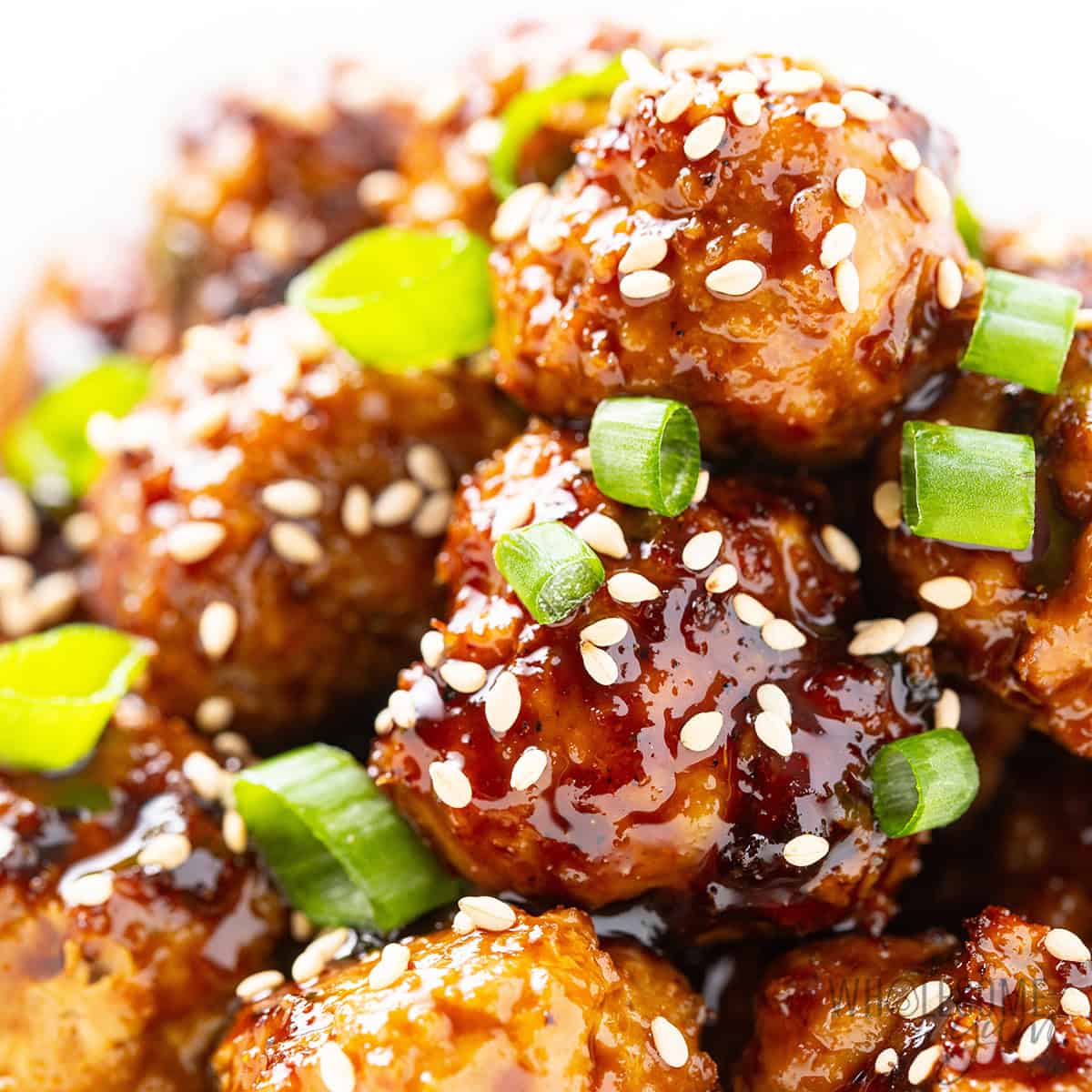 Asian meatballs close up.