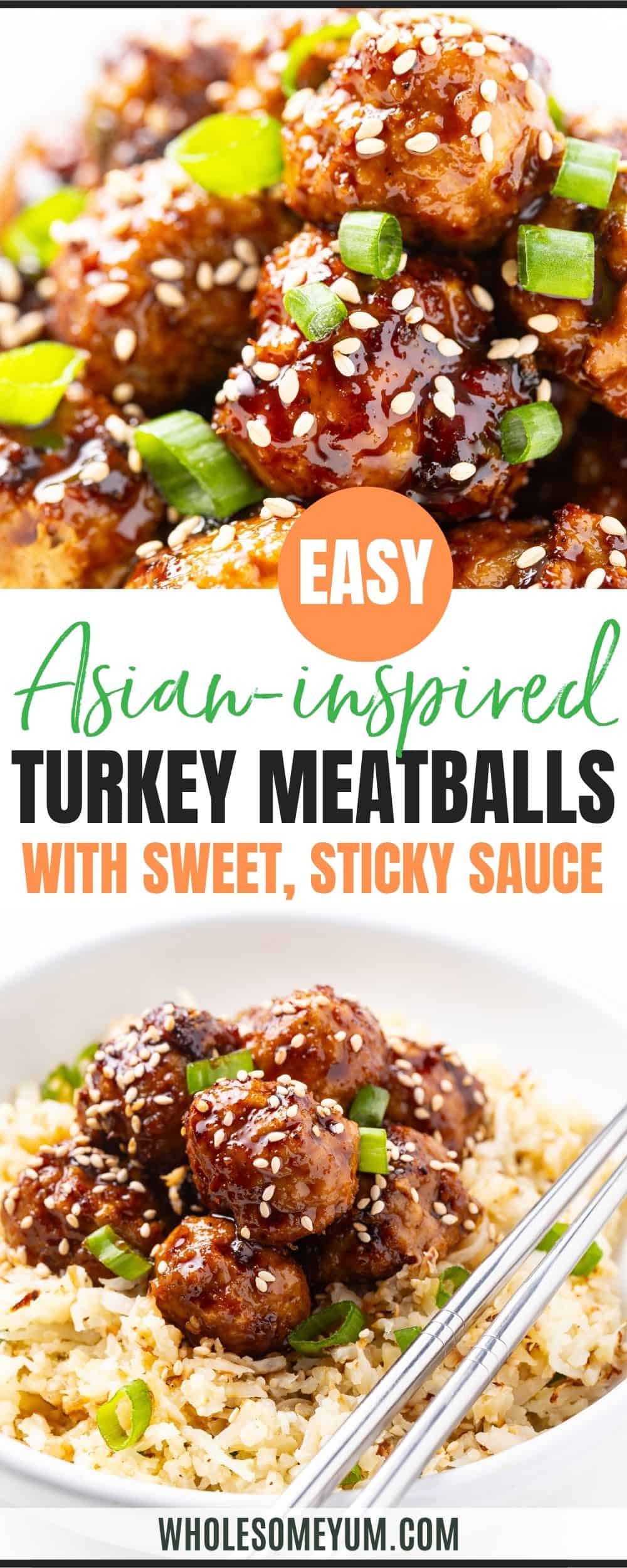 Asian meatballs recipe pin.