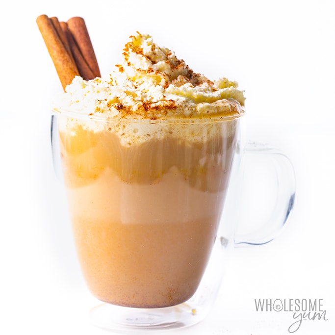 My secret trick for how to make a healthy pumpkin spice latte at home, in just 5 minutes! This healthy KETO pumpkin spice latte recipe tastes like one from a coffee shop, without the sugar. You'll never guess this is a low carb sugar-free pumpkin spice latte. Detail: healthy-keto-pumpkin-spice-latte-recipe-1