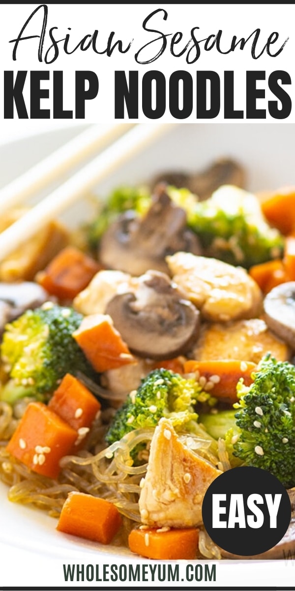 Keto Sesame Asian Kelp Noodles Recipe - Pinterest Image