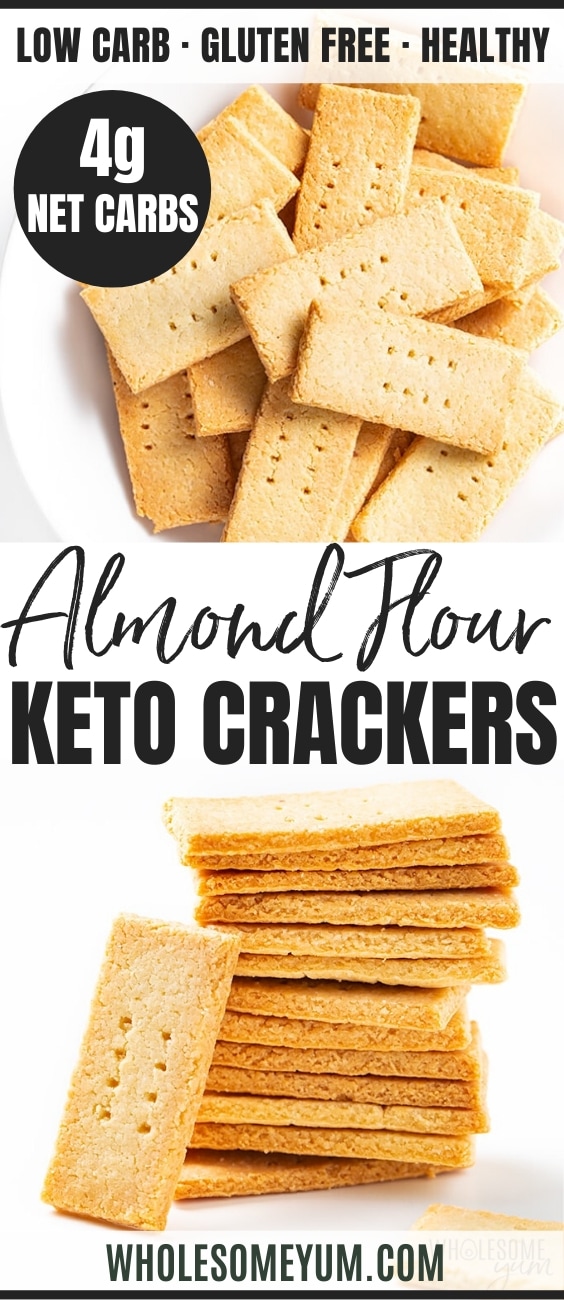 Keto almond flour crackers recipe pin.