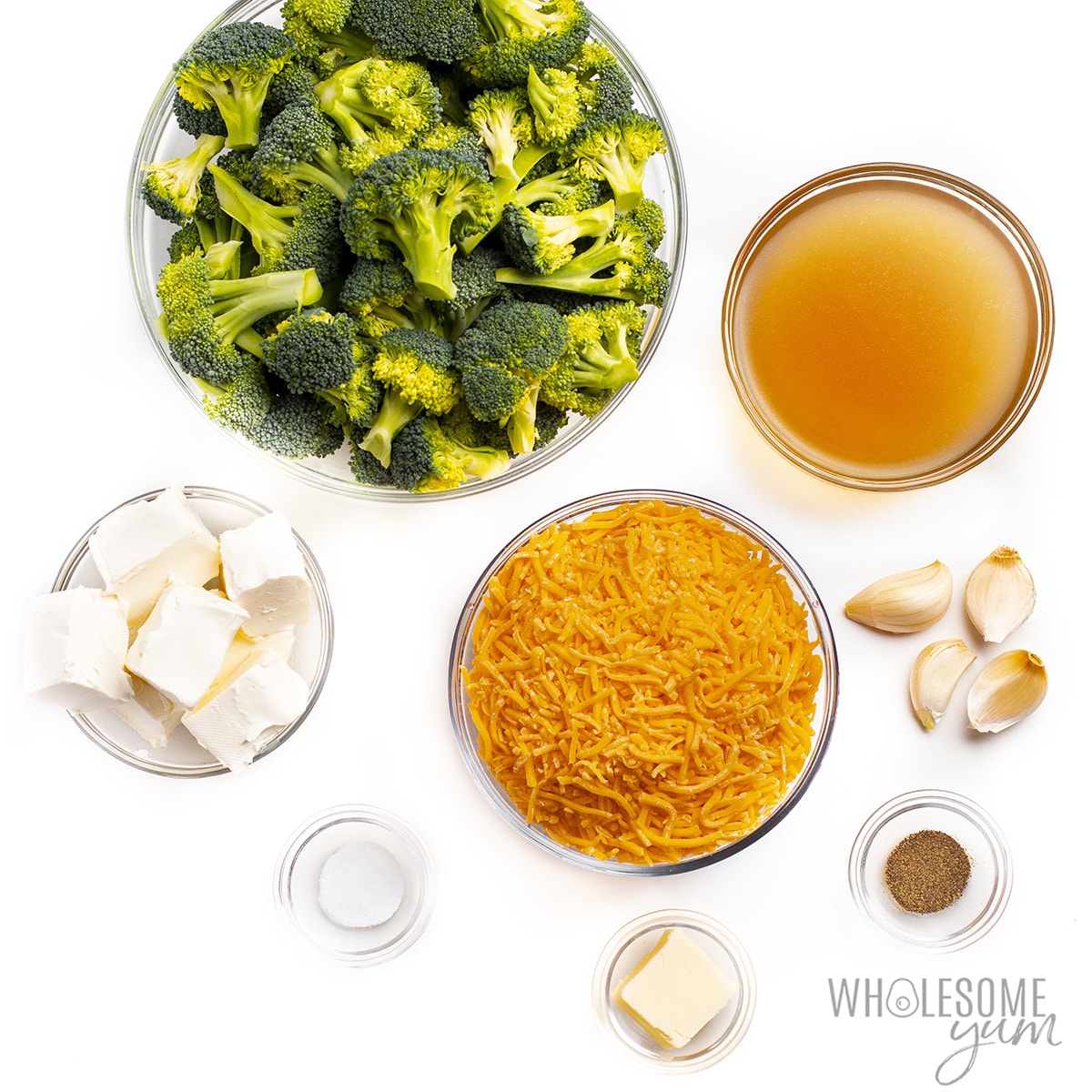 Broccoli casserole ingredients.