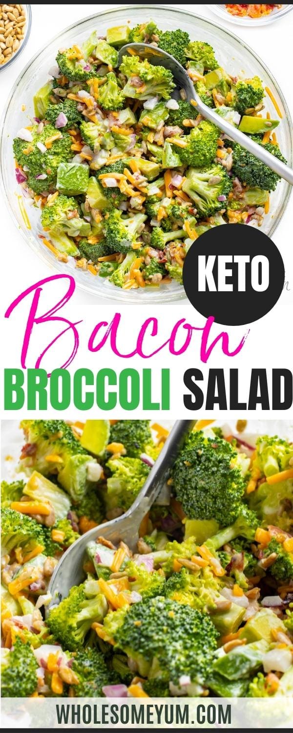 Broccoli salad with bacon recipe pin.