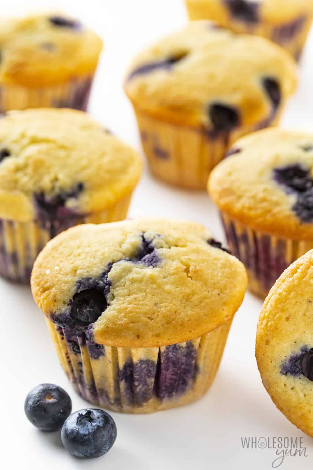 Low Carb Keto Blueberry Muffins With Almond Flour - Wholesome Yum