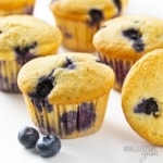Almond flour keto blueberry muffins close up.