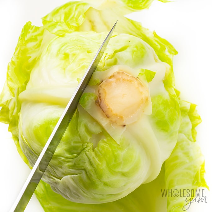 cutting cabbage for low carb cabbage rolls