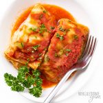 Keto cabbage rolls on a plate