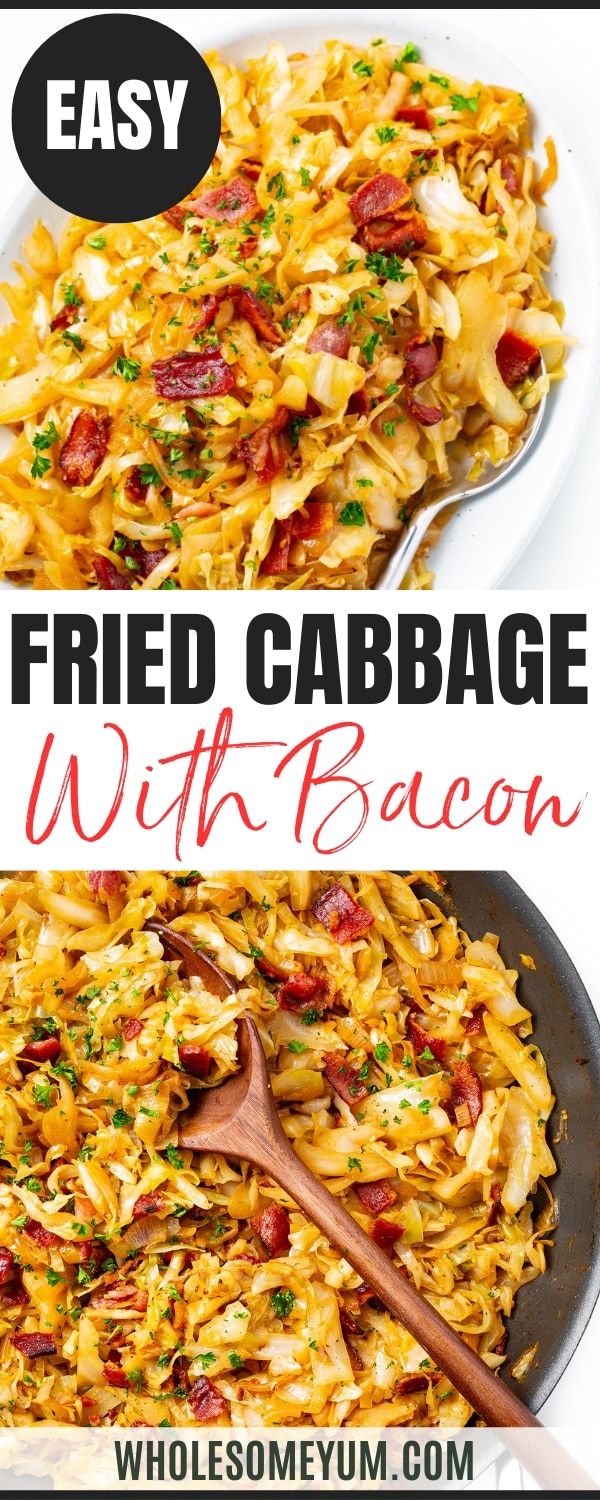 Fried cabbage recipe pin.