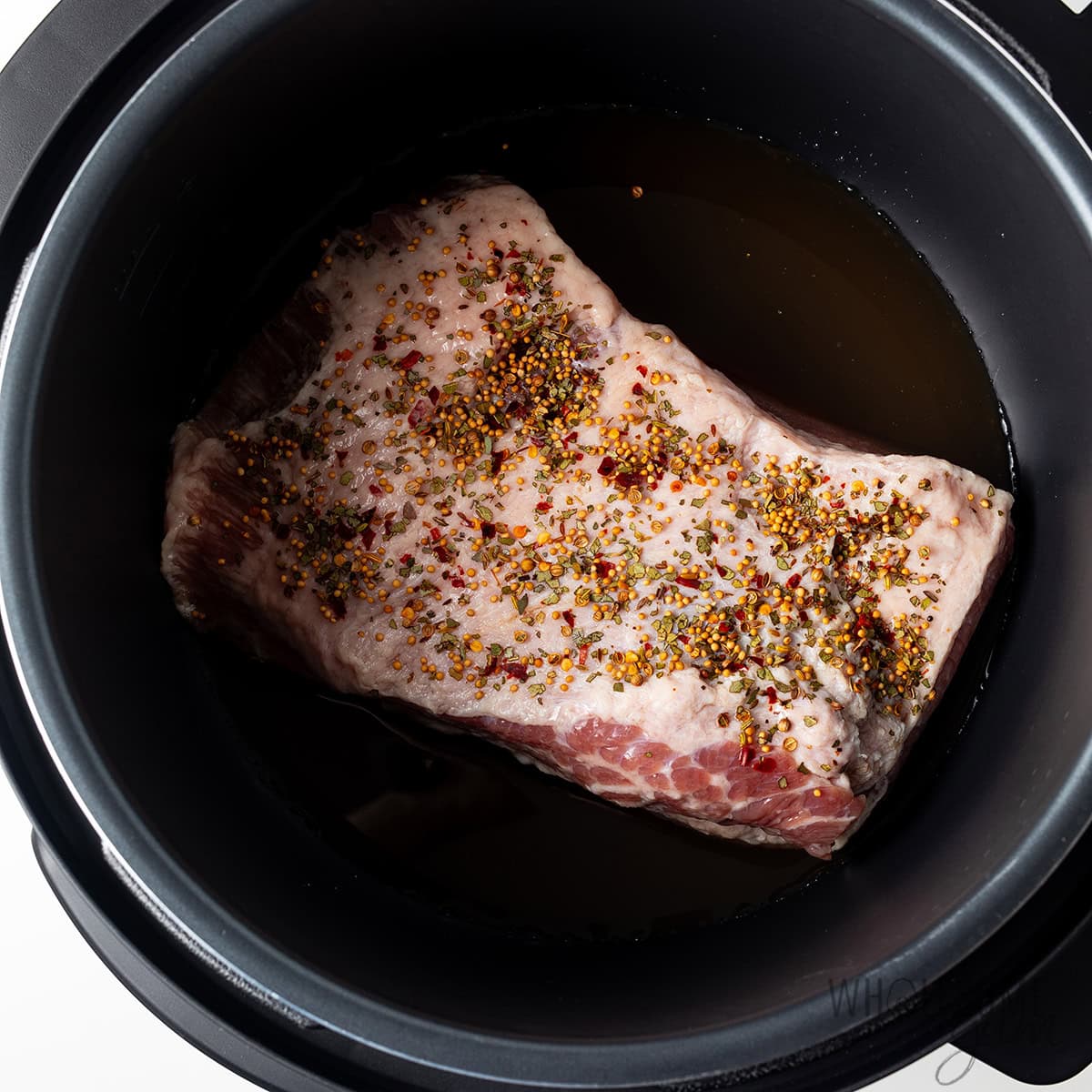 Beef brisket in the Instant Pot with broth.