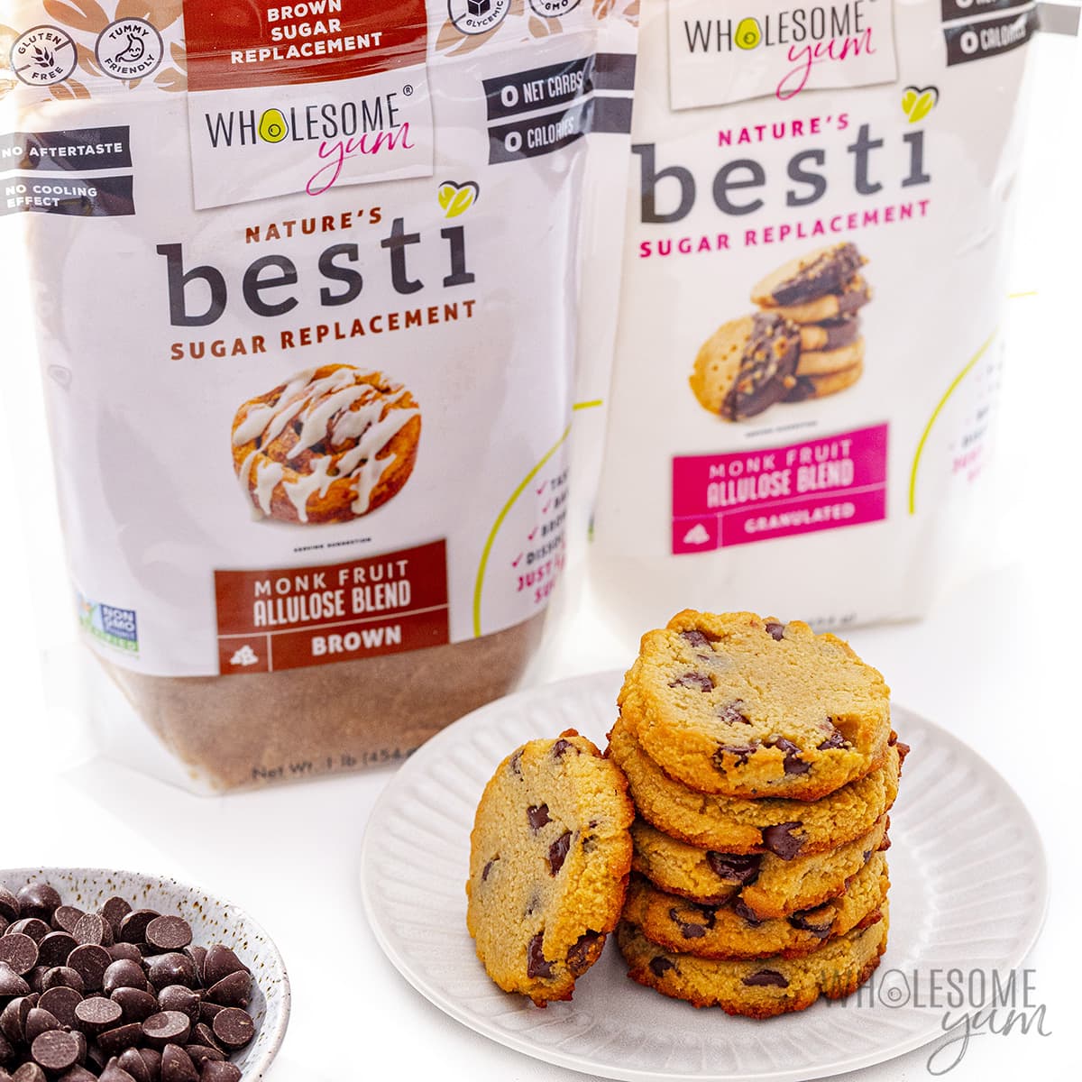 Sugar free chocolate chip cookies with Besti sweeteners.