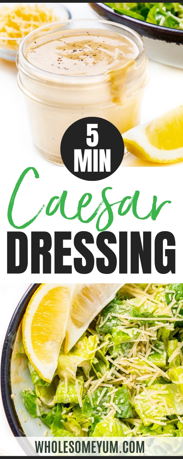 Caesar dressing recipe pin.