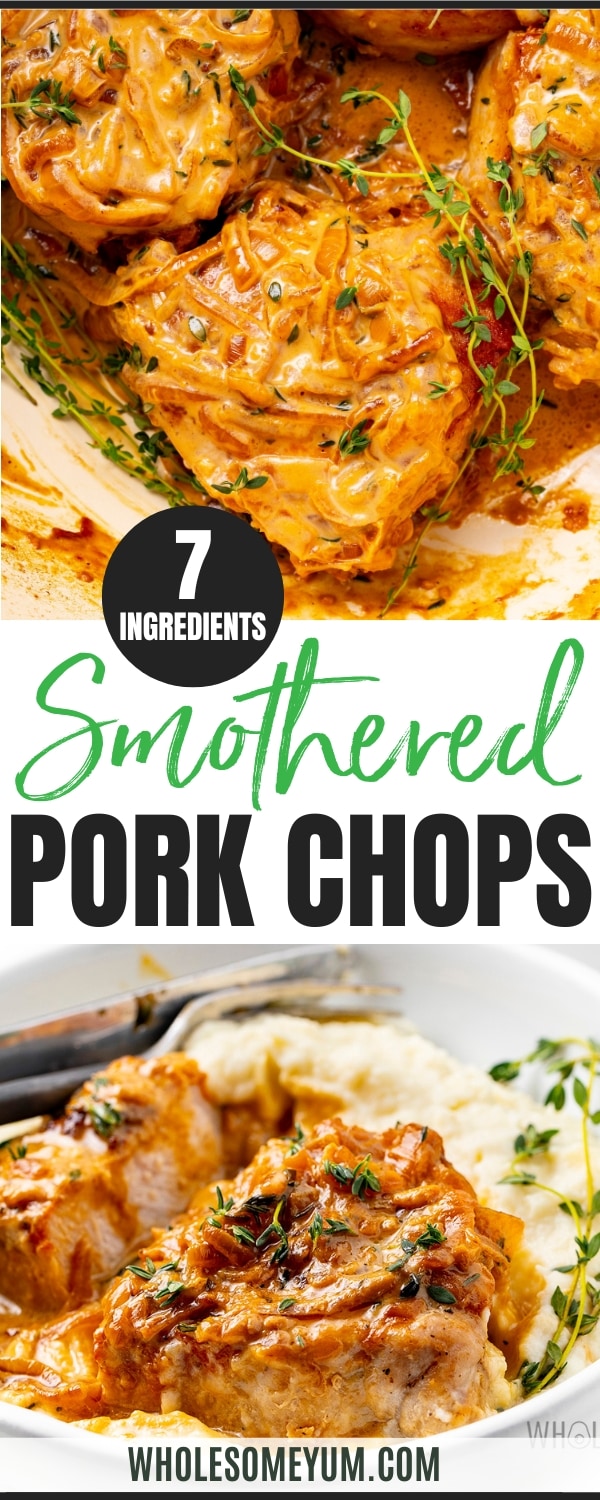 Smothered pork chops recipe pin.