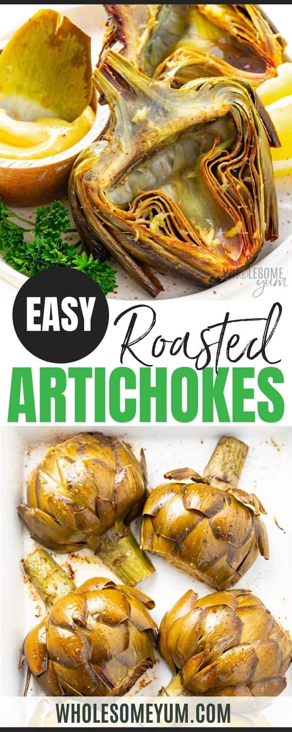 How to roast artichokes - recipe pin.