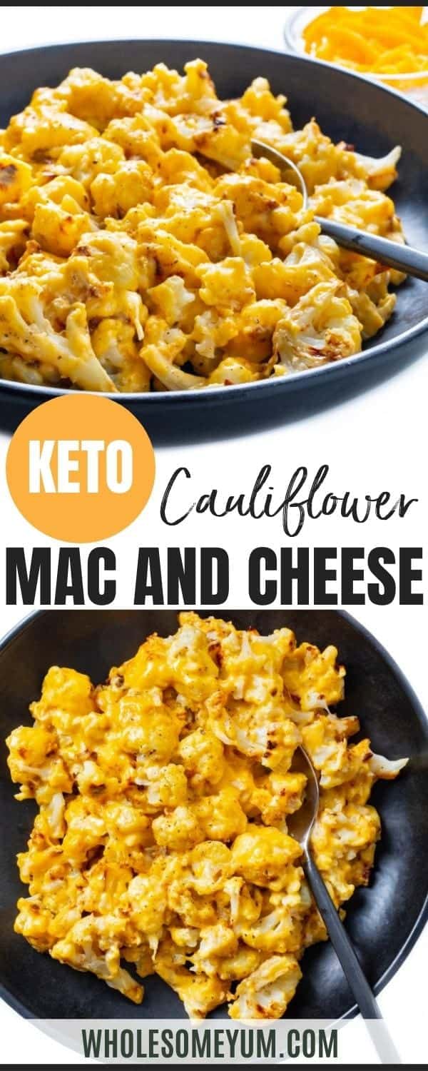 Cauliflower mac and cheese recipe pin.