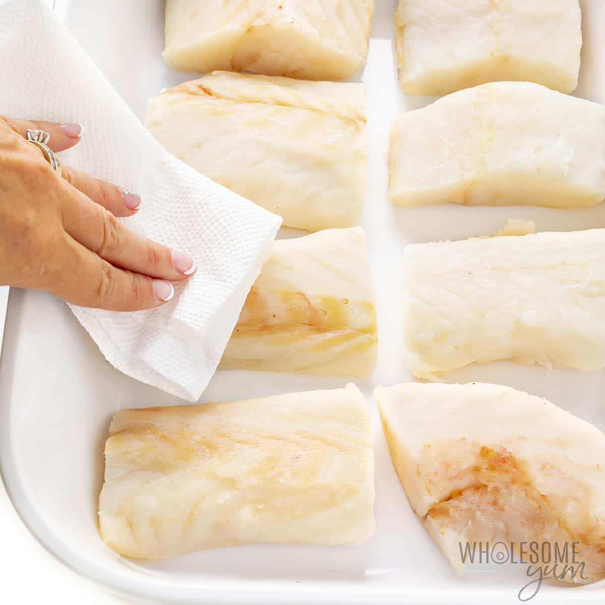 Cod filets patted dry