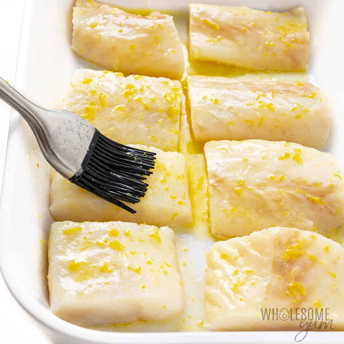 Cod brushed with lemon butter