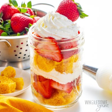 Strawberry shortcake in a jar.