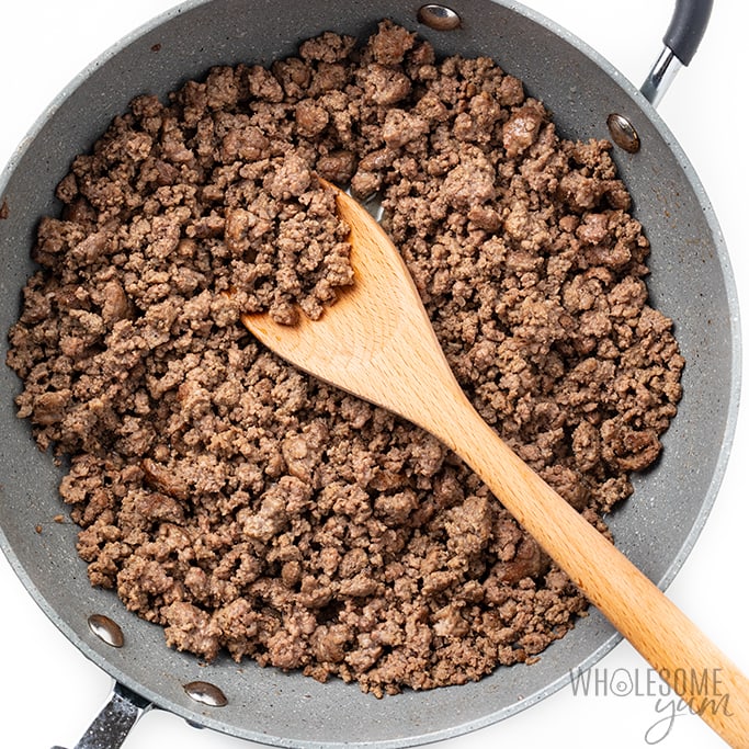 browning beef in pan