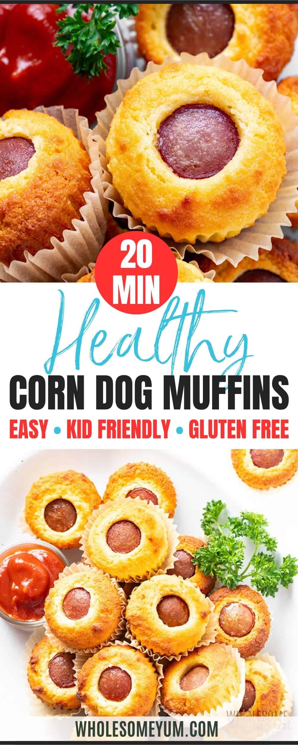 Healthy corn dogs recipe pin.