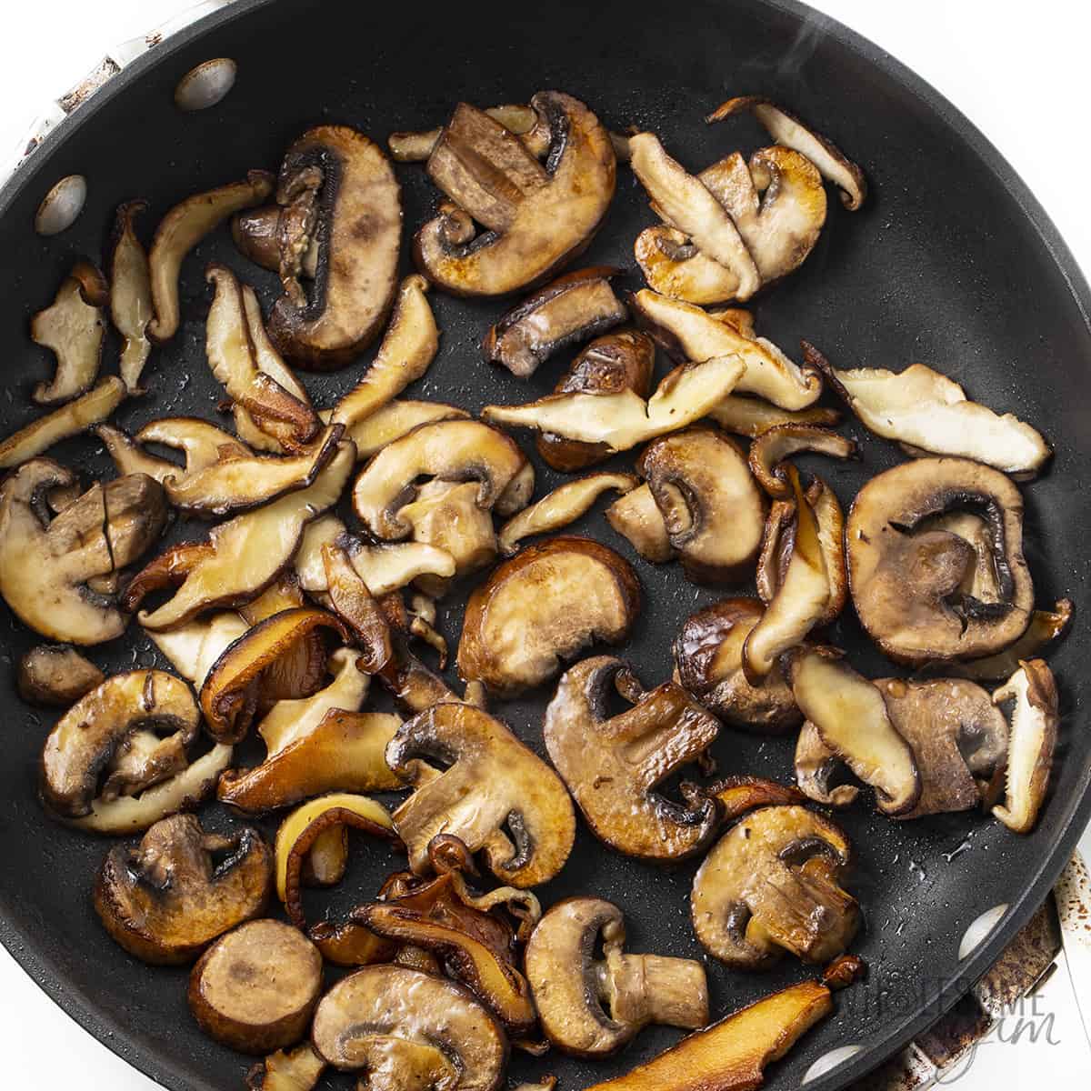 Finished first batch of sauteed mushrooms.