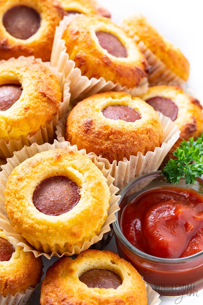 low carb corn dogs with ketchup