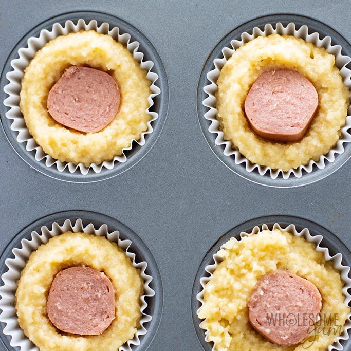 corn dog muffins ready for the oven