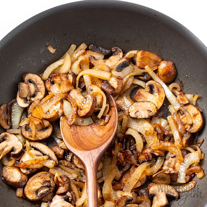 sauteed mushrooms and onions for keto ground beef stroganoff