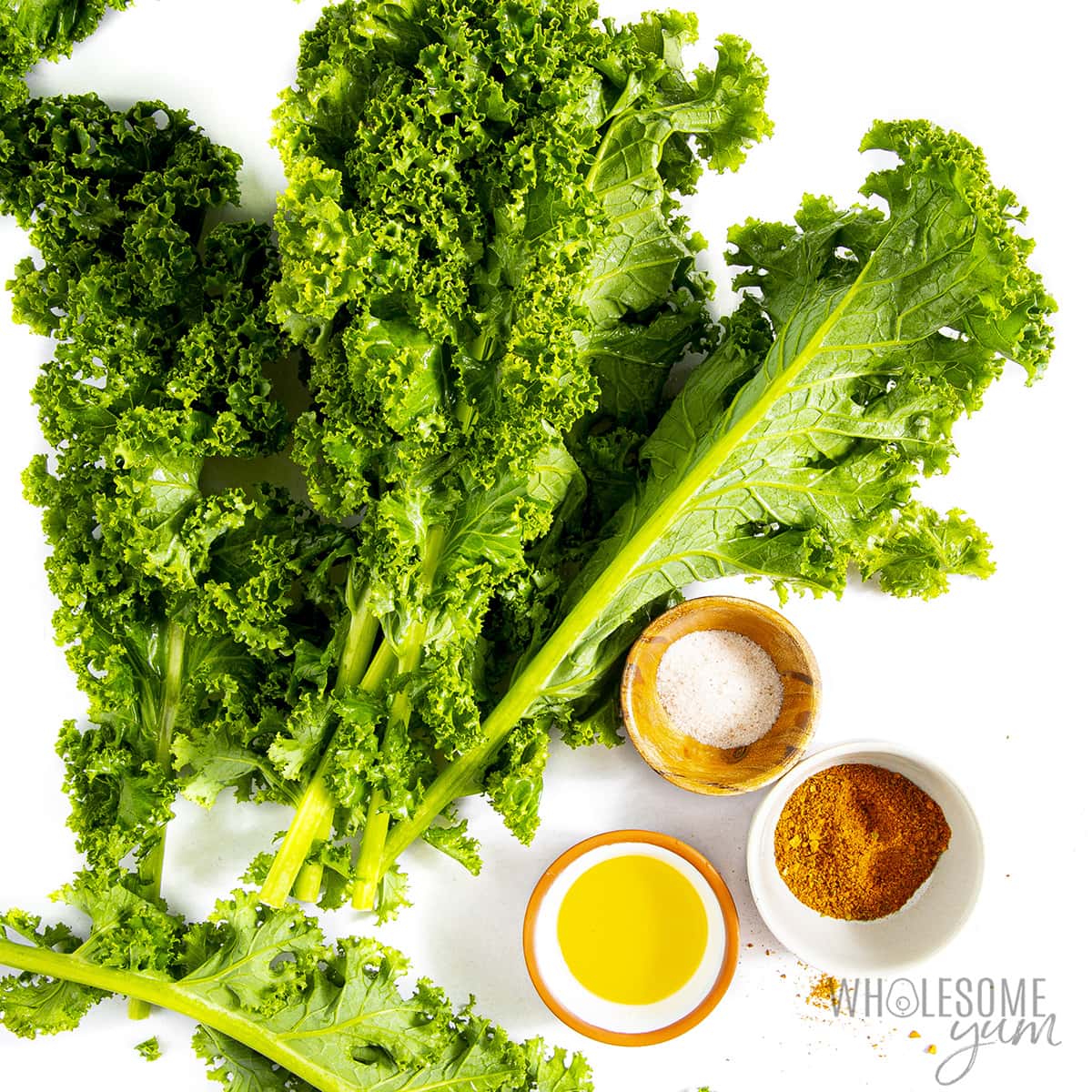 Ingredients for kale chip recipes.