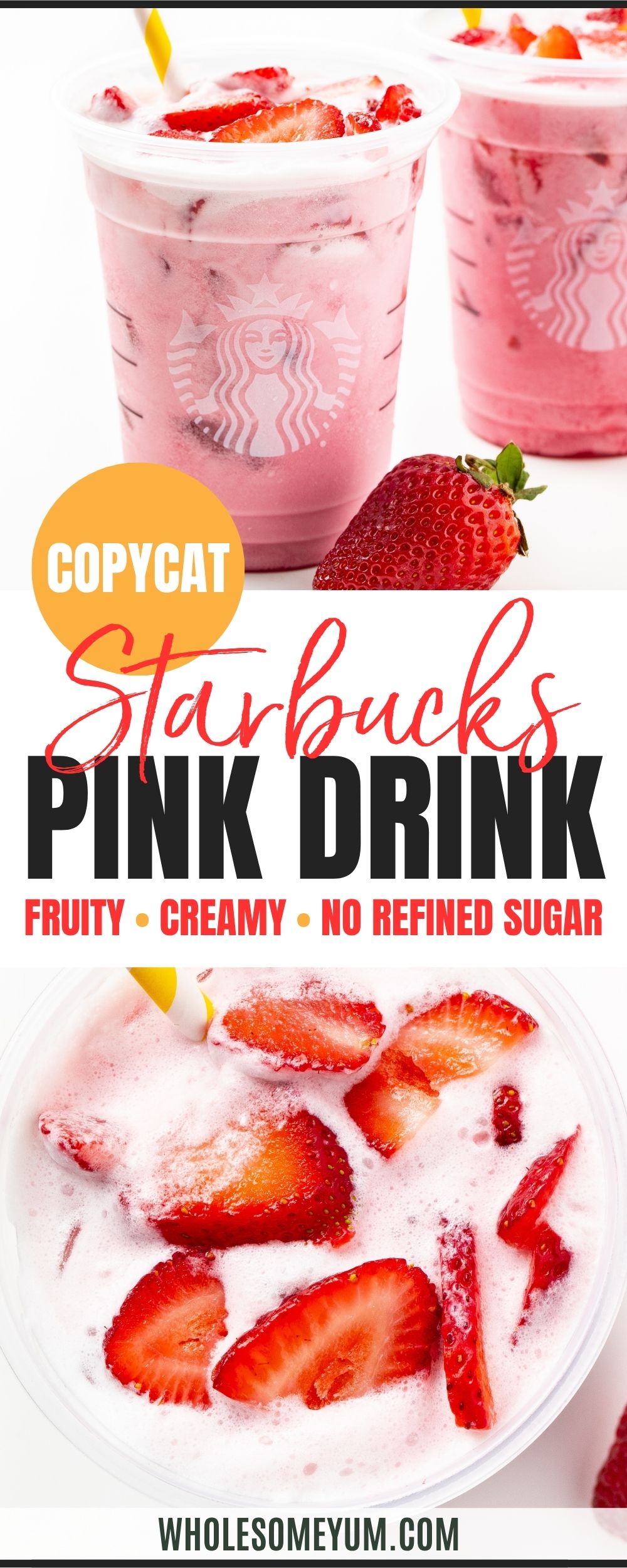 Pink drink recipe pin.