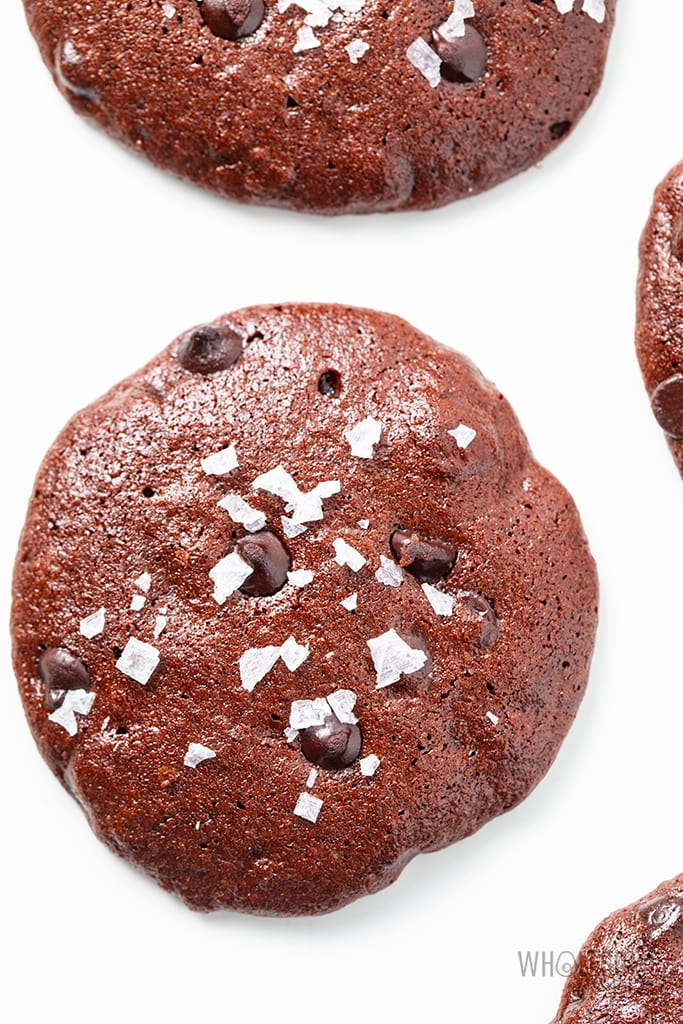Flourless chocolate cookie sprinkled with sea salt