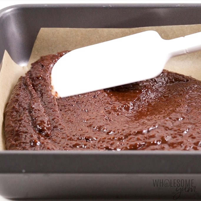 keto brownie batter in pan