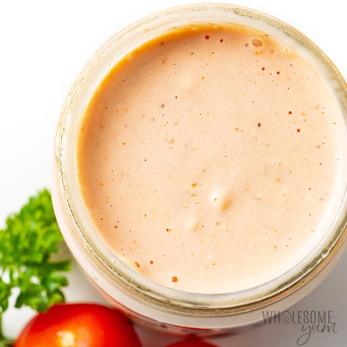 Thousand island dressing in a jar.