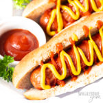 Keto hot dogs with ketchup and mustard