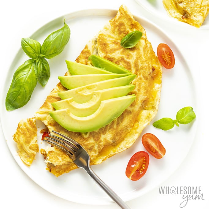 avocado omelette with veggies on a plate