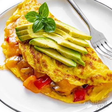 Omelette recipe on a plate.