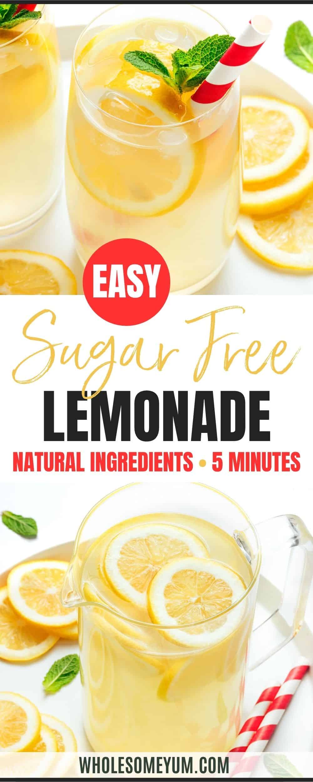 Sugar free lemonade recipe pin.