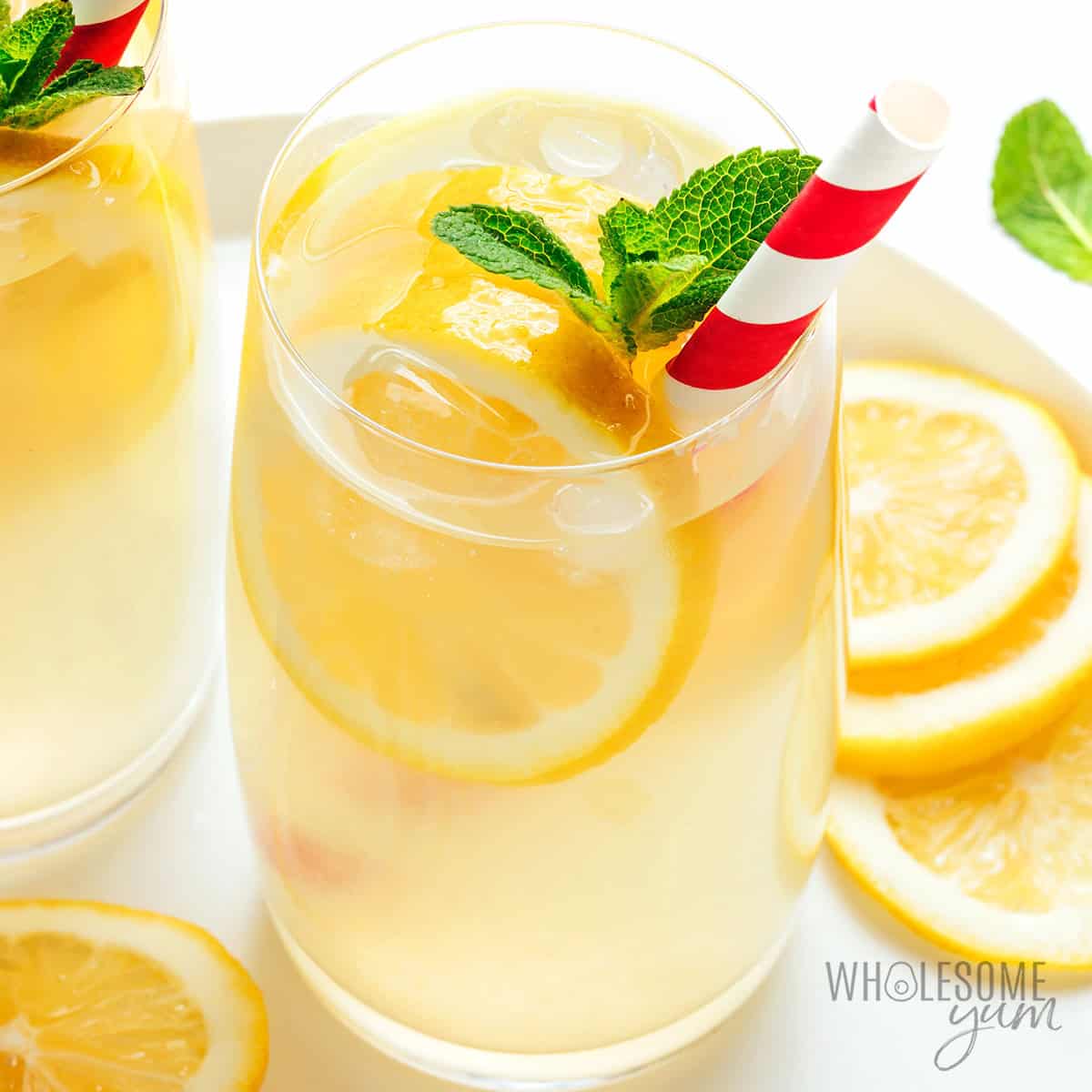 Sugar free lemonade in a glass.