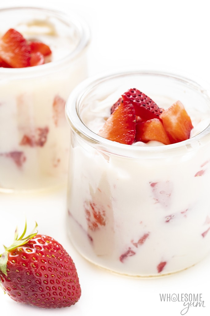 Close-up photo of keto strawberry fluff dessert