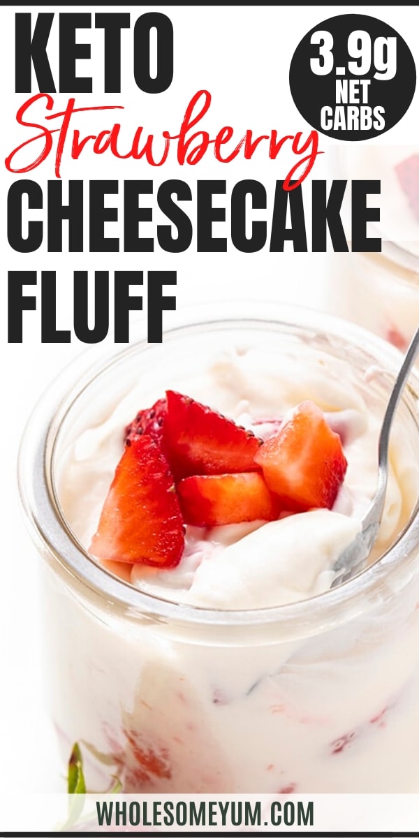 Keto friendly cheesecake fluff recipe - pin image