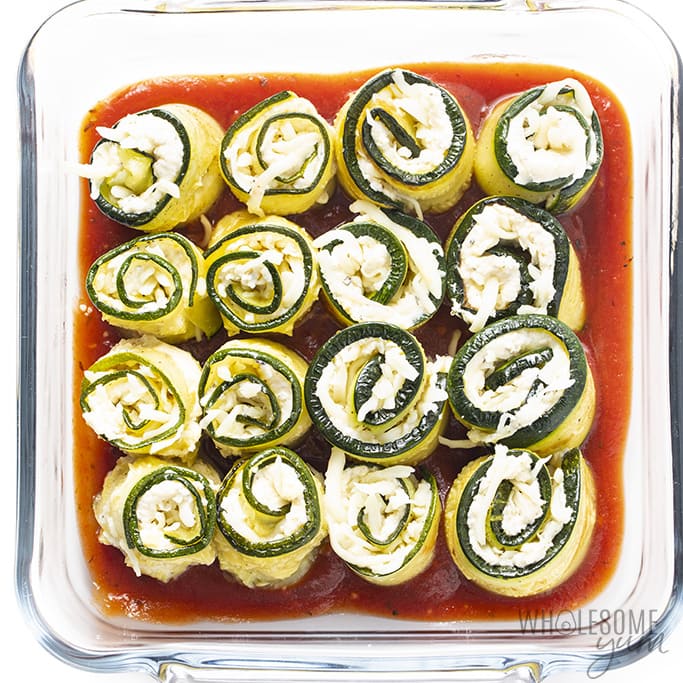 zucchini rolls in glass pan