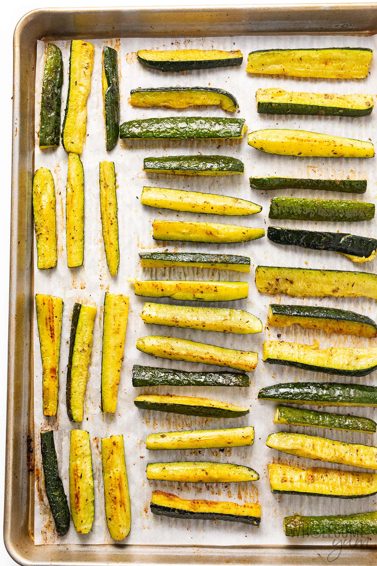 Roasting zucchini in the oven comes out looking like this.