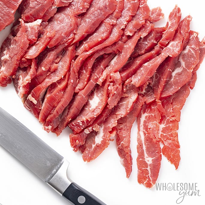 sliced steak for fajitas