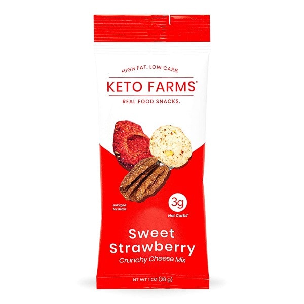 Package of Keto Farms sweet strawberry snack mix